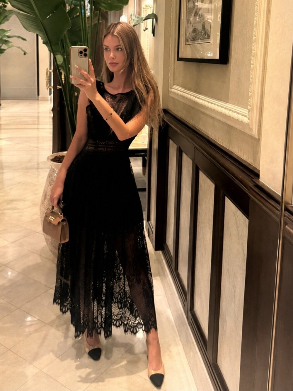 ZARA LACE BLACK MIDI DRESS  Size XS - Picture 5 of 12